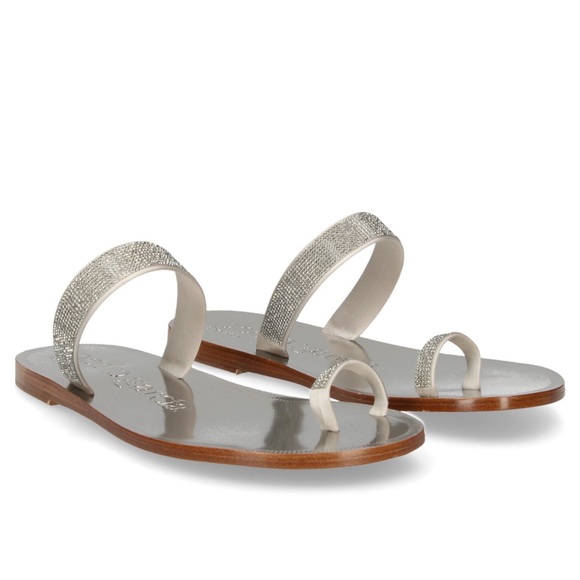 PEDRO GARCIA  Zarina Swarovski Crystal Satin Toe Ring Sandals - Picture 16 of 16